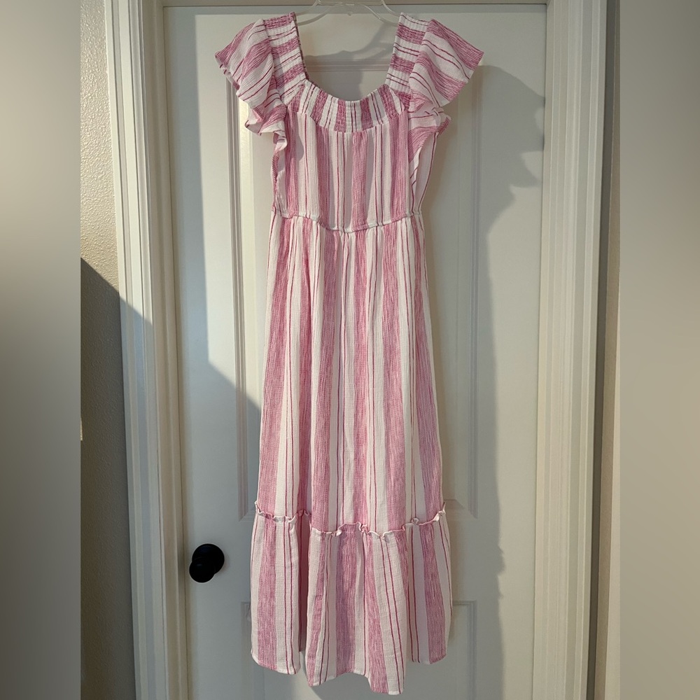 August Sky Flutter Sleeve Maxi Dress